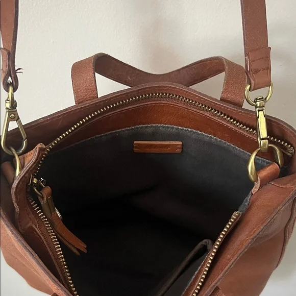 Madewell Transport Brown Leather Tote / Crossbody Bag - Picture 5 of 8